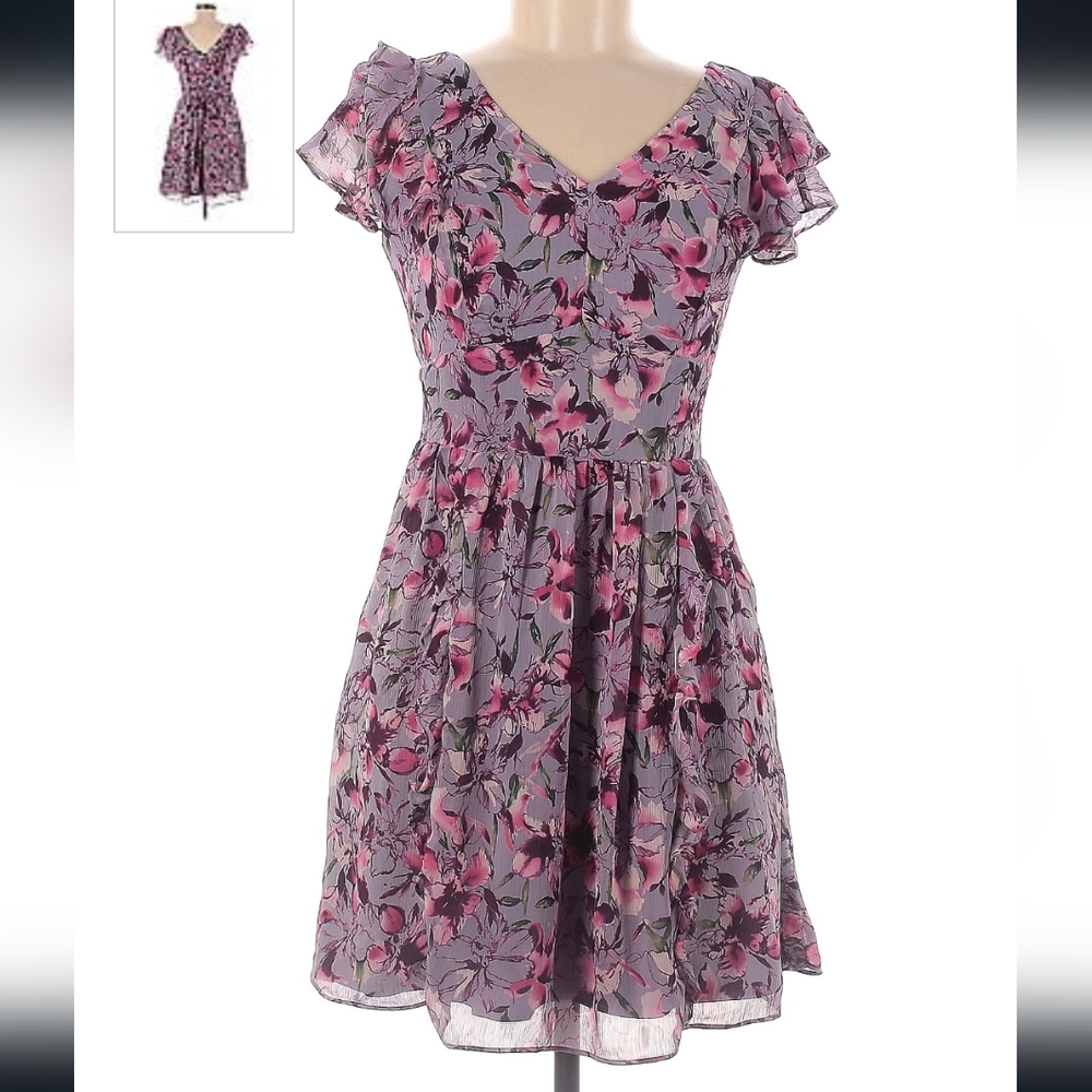 Express purple floral print dress